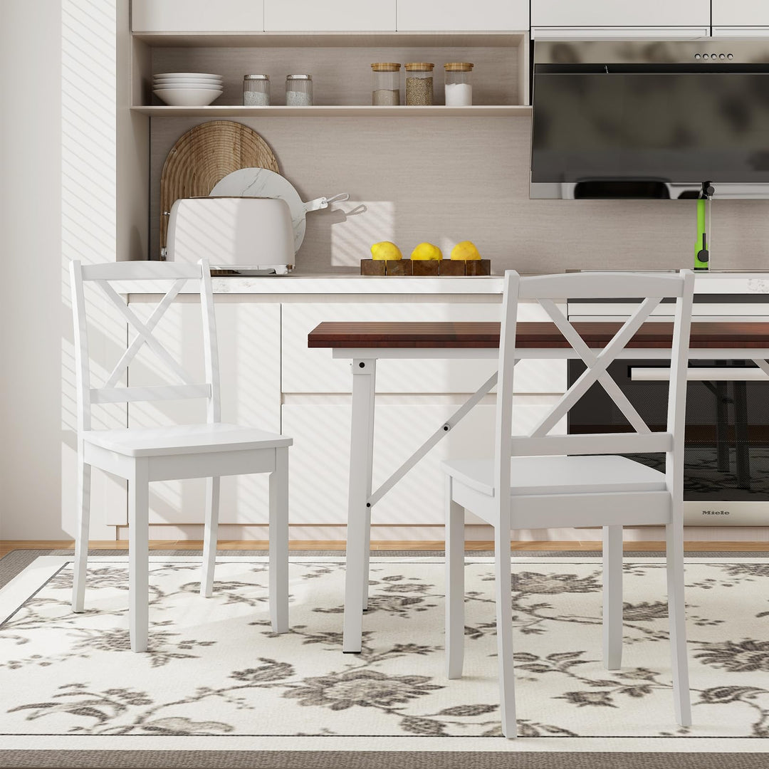 Giantex Wood Dining Chairs, Armless Kitchen Chairs w/Rubber Wood Legs & Curved Backrest