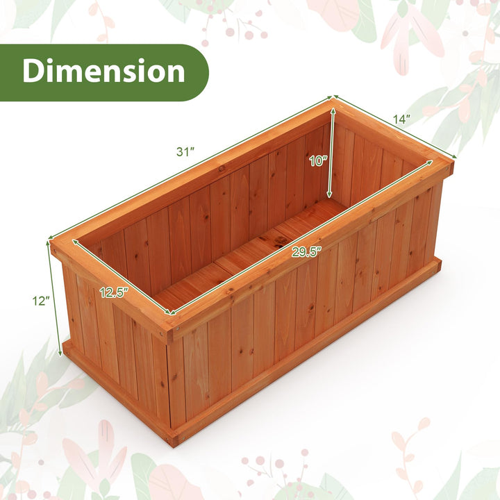 Giantex Raised Garden Bed, 31”x14”x12” Wooden Planter Box with 4 Drainage Holes
