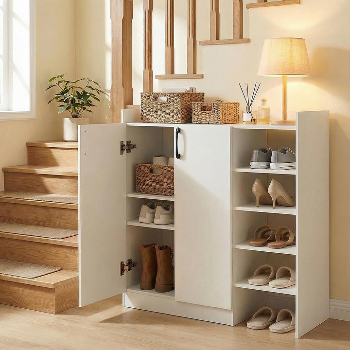 Giantex Wooden Shoe Storage Organizer w/2 Doors for Entryway
