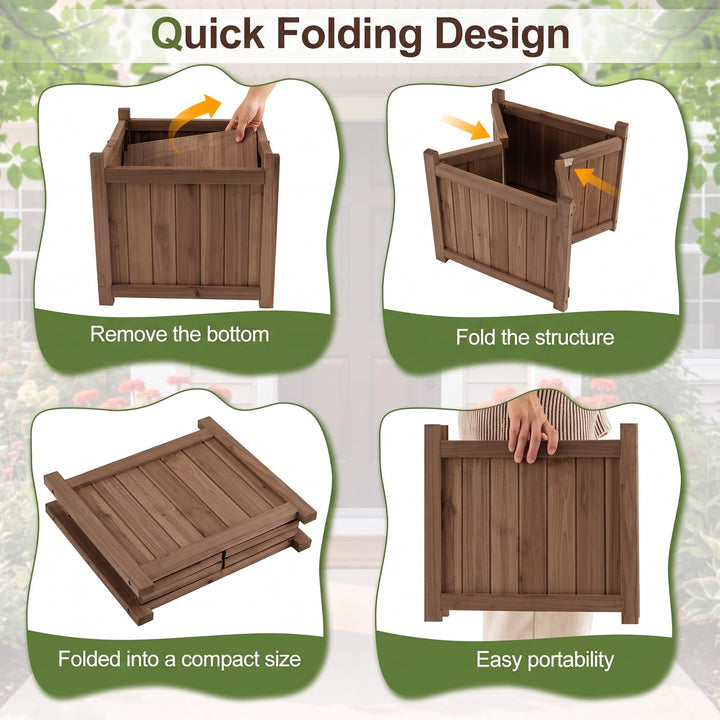 GIANTEX 15" Folding Wooden Planter Box with Removable Bottom (1/2)
