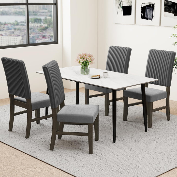 Giantex Dining Chairs Set of 2/4 Mid-Century Velvet Fabric Upholstered Chairs with Rubber Wood Legs Thick Padded Seat