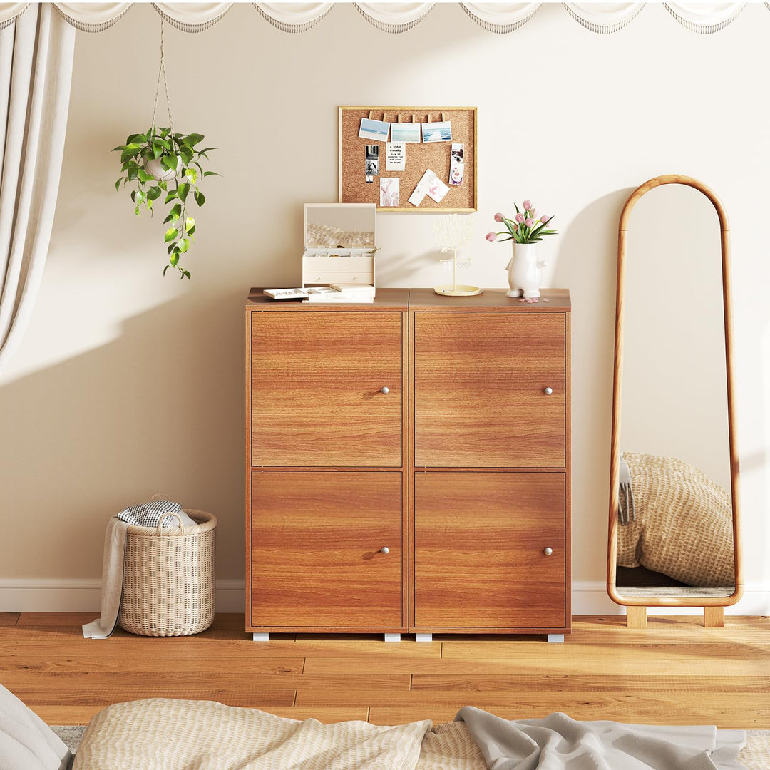 Giantex 2-Cube Stackable Storage Cabinet with 2 Single Doors