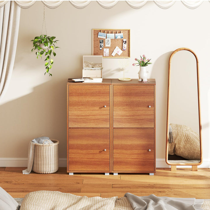 Giantex 2-Cube Stackable Storage Cabinet with 2 Single Doors