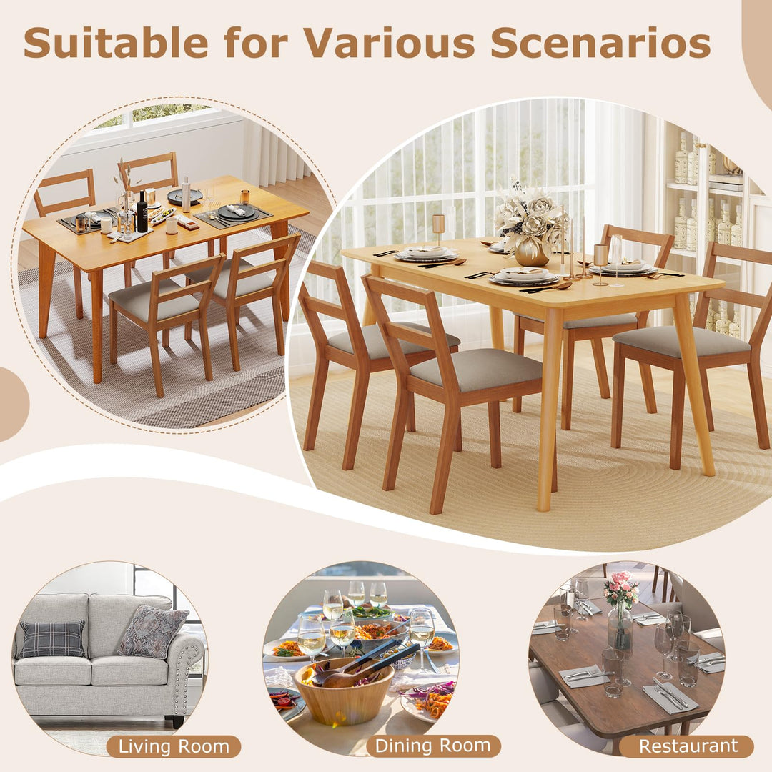 Giantex Wooden Dining Chairs Set of 2/4 Farmhouse Upholstered Kitchen Chairs with Rubber Wood Legs & Fabric Padded Seat