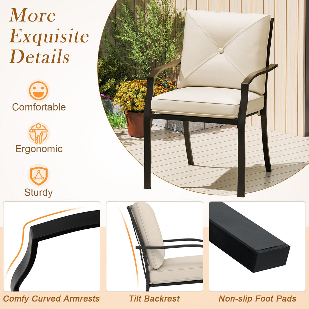 Giantex Metal Outdoor Dining Chair Set of 2/4 Stackable Patio Chairs with Armrests
