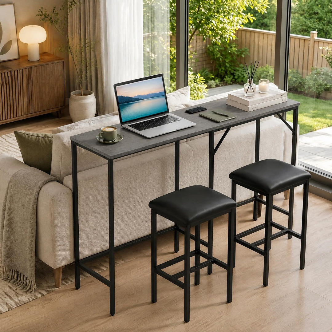 3-Piece Convertible L-Shaped Kitchen Table Chair Set with 2 AC Outlets  USB Port and Type-C Port