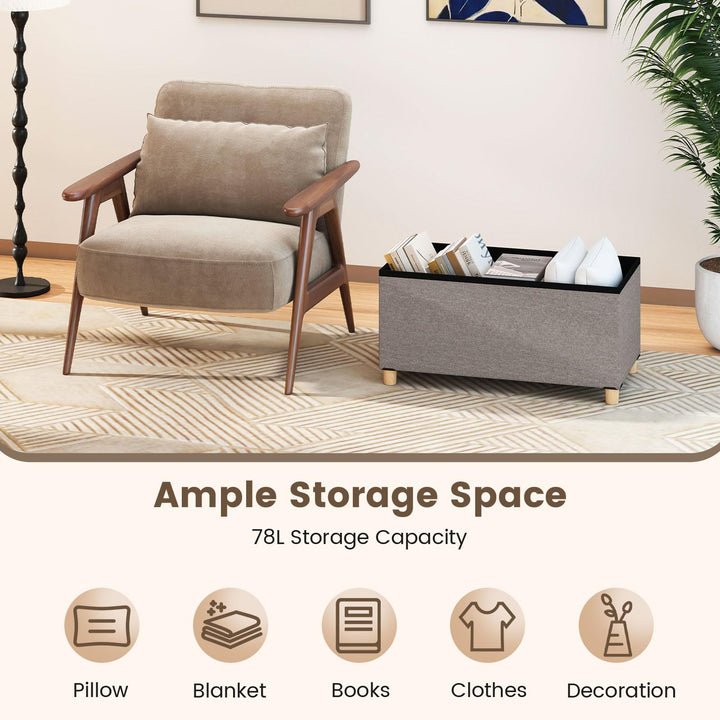 Giantex 30 Inches Storage Ottoman Bench with Tray and Rubber Wood Legs