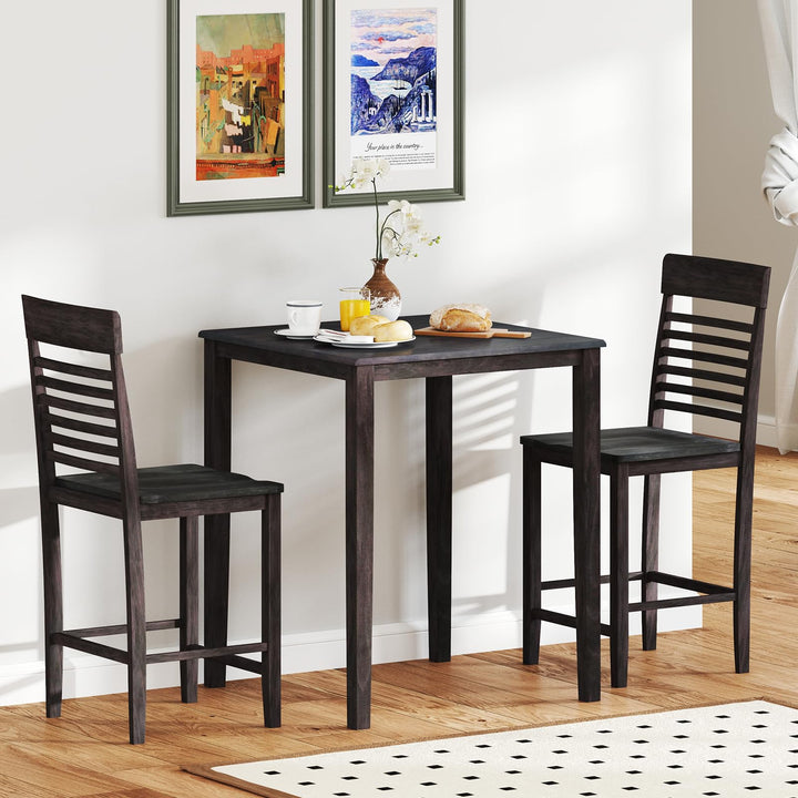 Giantex Counter-Height Square Kitchen Table and 4 Chairs Set with Rubber Wood Frame