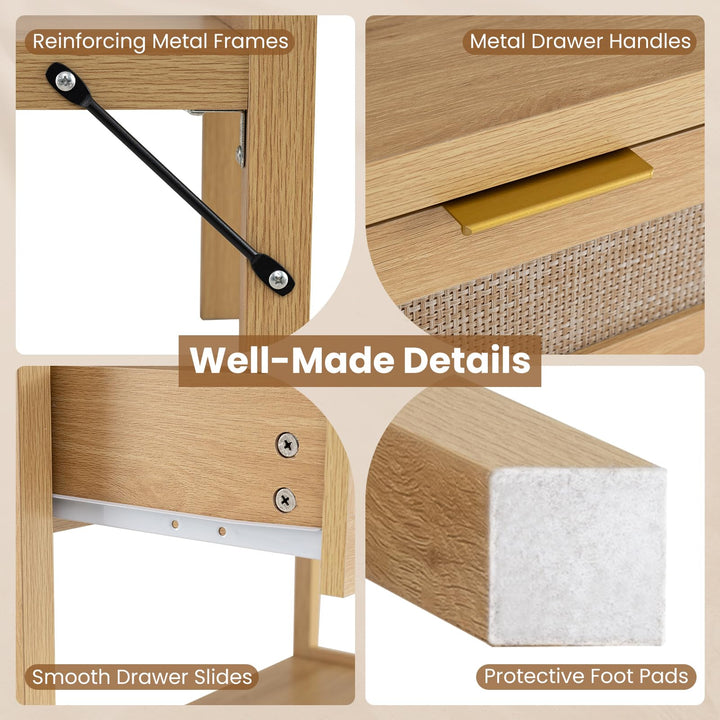 Giantex 40" Rattan Console Table with Storage for Foyer Hallway Entrance