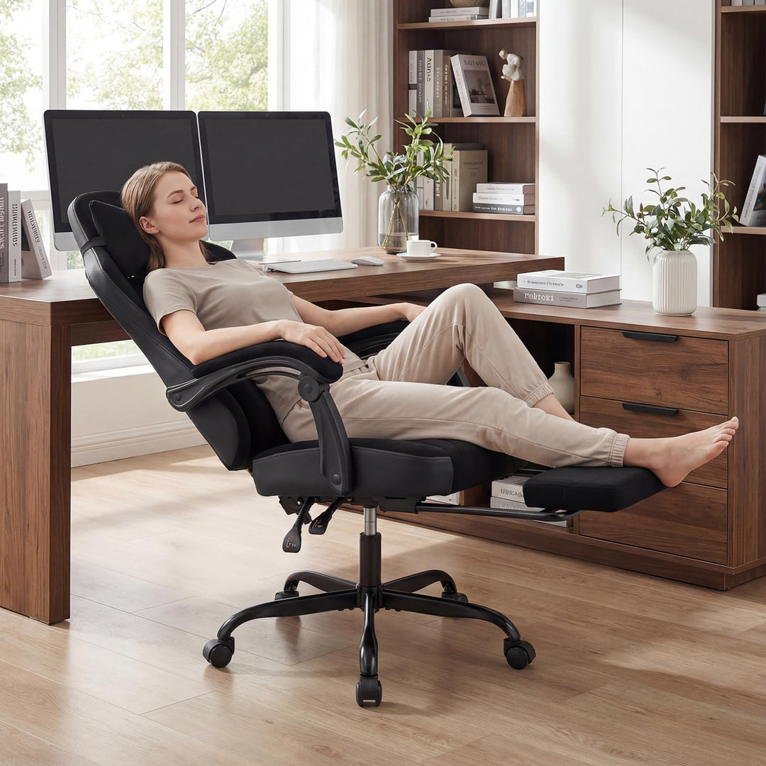 Giantex Gaming Chair Height Adjustable Computer Chair with Headrest Lumbar Support Linkage Armrests