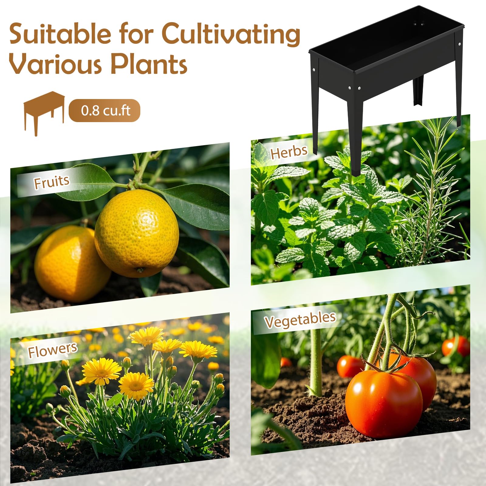 Giantex Metal Raised Garden Bed with Legs(24”x11”x18”)