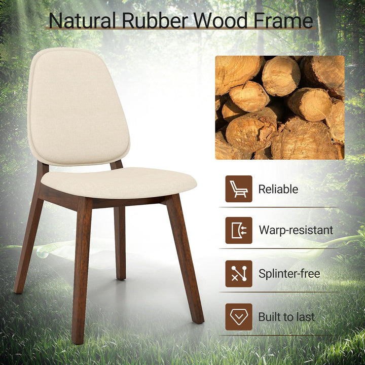 Giantex Wooden Dining Chair Set of 2/4 Mid-Century Modern Upholstered Side Armless Chair