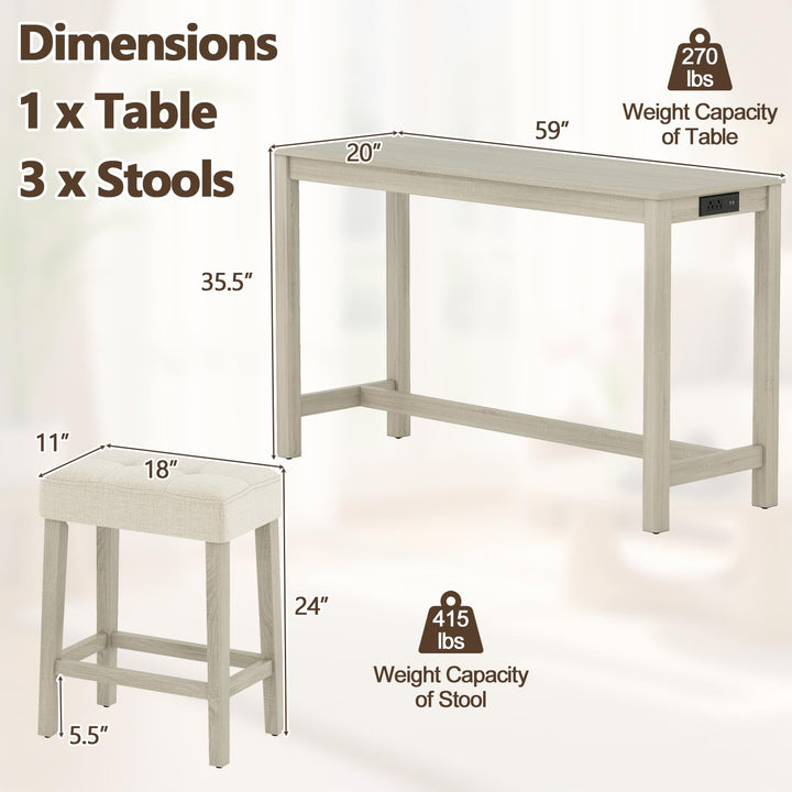 Giantex Counter Height Table with 3 Stools and 4-Piece Breakfast Nook Bar Set