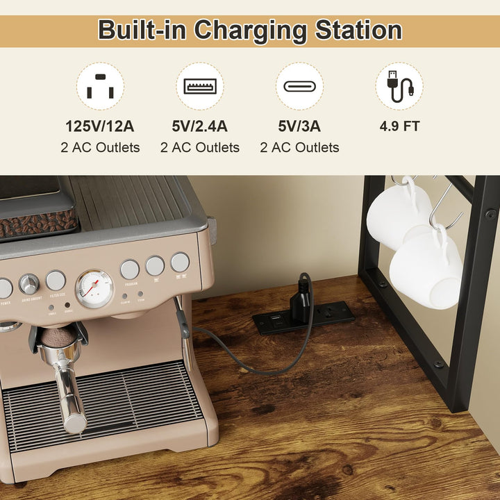 Giantex Tall Wine Bar Cabinet with LED Lights for Kitchen