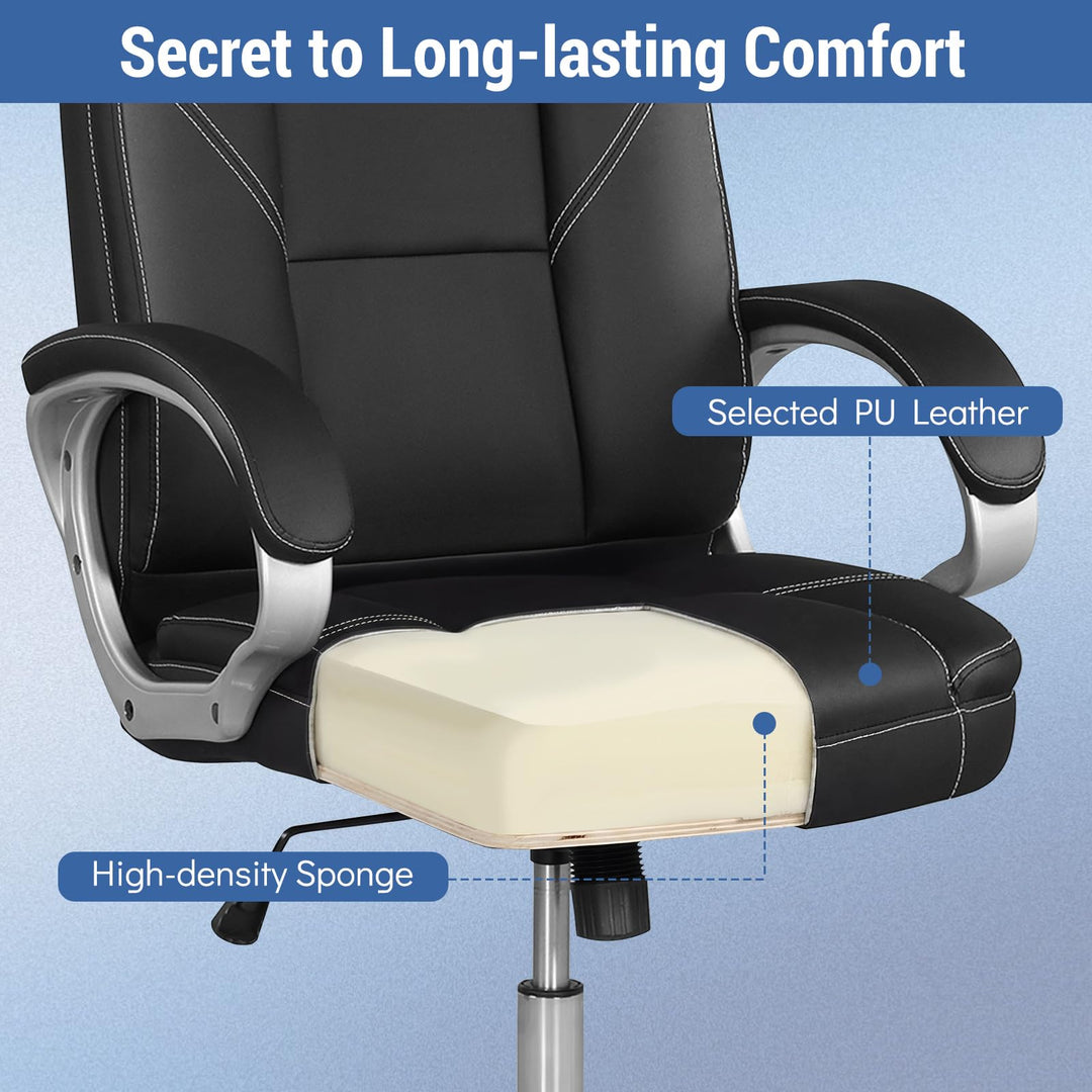 Giantex Leather Office Chair with Padded Armrests &amp; Rocking Backrest