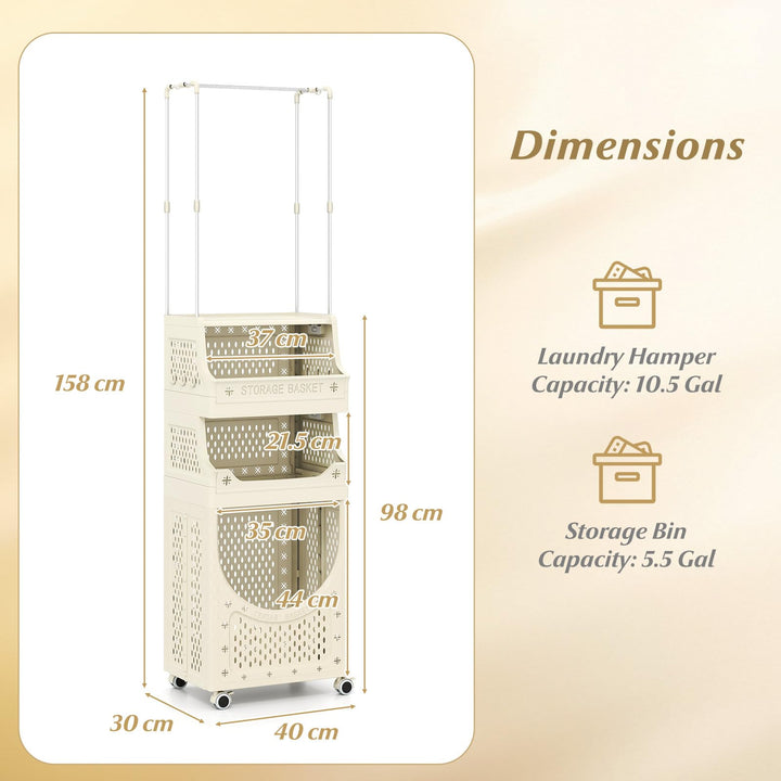 Giantex 4-Tier Laundry Cart with Hanging Rack
