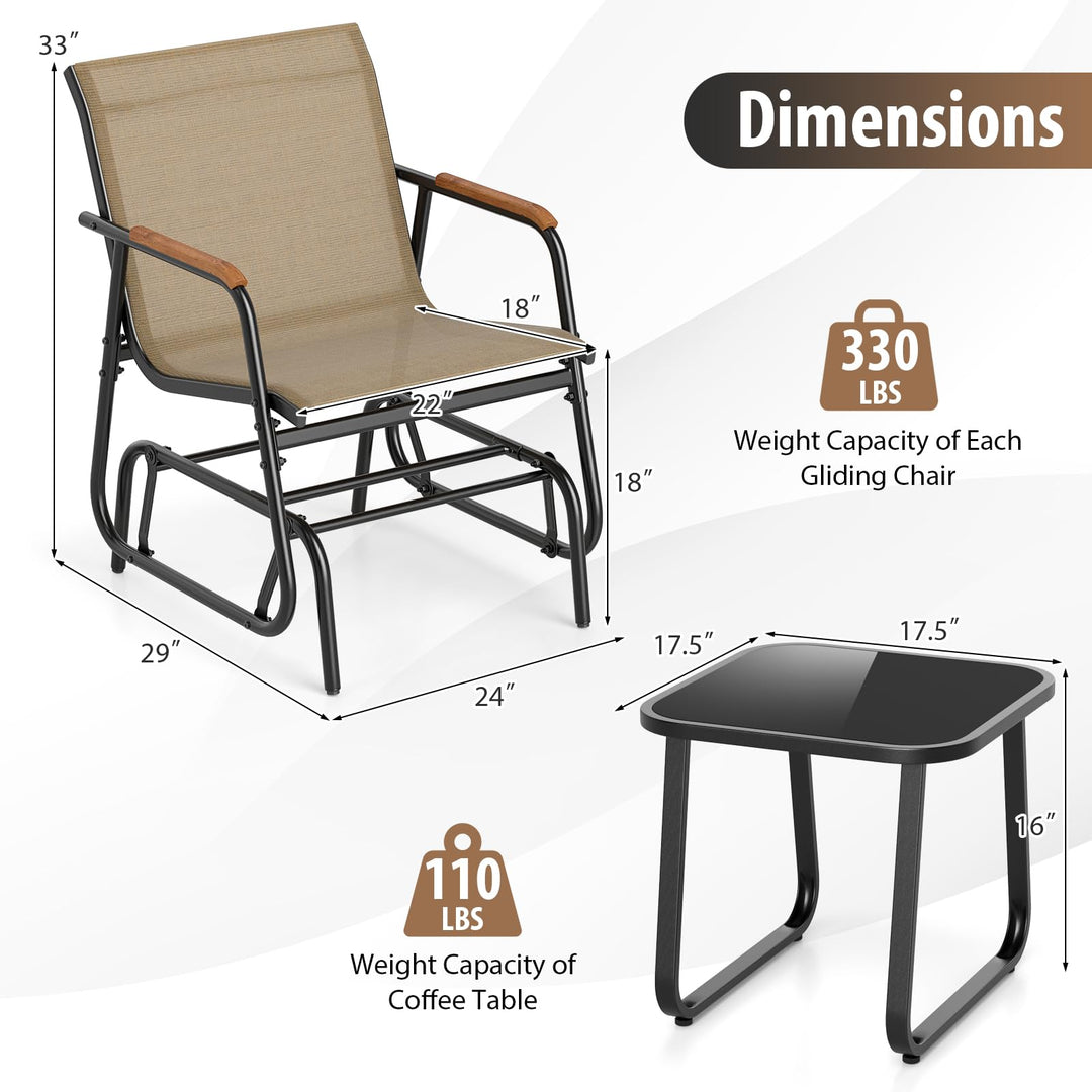 Giantex 3-Piece Outdoor Glider Set