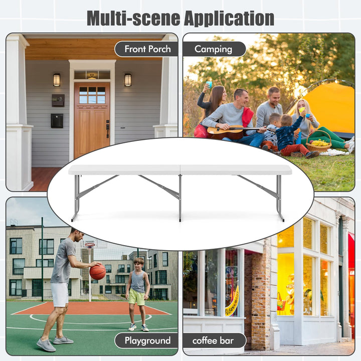 Giantex 6 Feet Plastic Folding Bench, Portable Picnic Seat for BBQ Party Camping Dining, HDPE Top