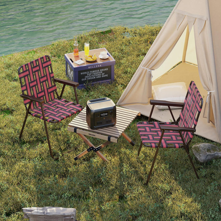 Giantex Lightweight Folding Camping Chairs, 330 LBS Beach Chairs with Armrests
