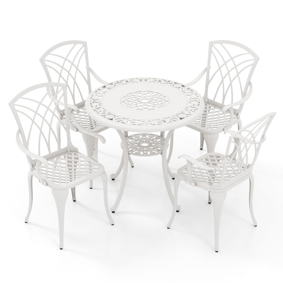 Giantex 5 Piece Patio Dining Set, All Weather Resistant Cast Aluminum Patio Furniture Set for 4