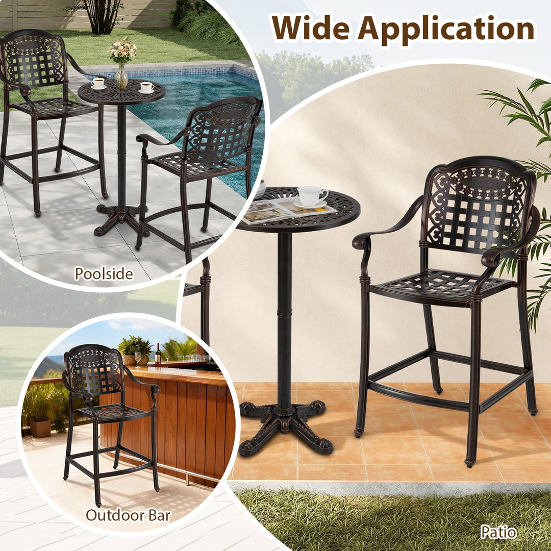 Giantex Outdoor Bar Stools Set of 2/4 Cast Aluminum