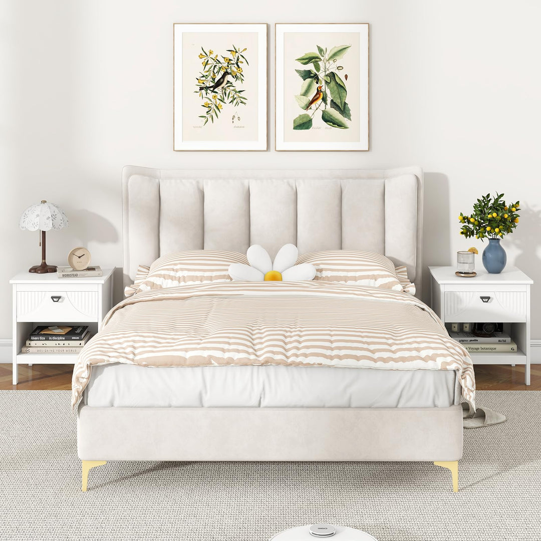 Giantex Modern Nightstand with Drawer for Bedroom Small Place