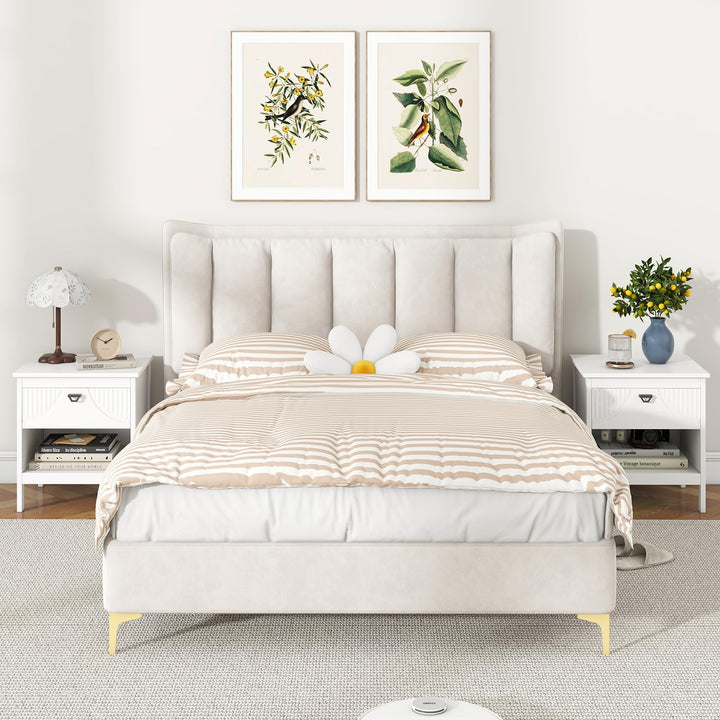 Giantex Modern Nightstand with Drawer for Bedroom Small Place