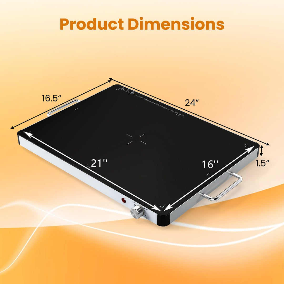 Giantex Electric Warming Tray 21'' x 16'' - Tempered Glass Buffet Server & Food Warmer