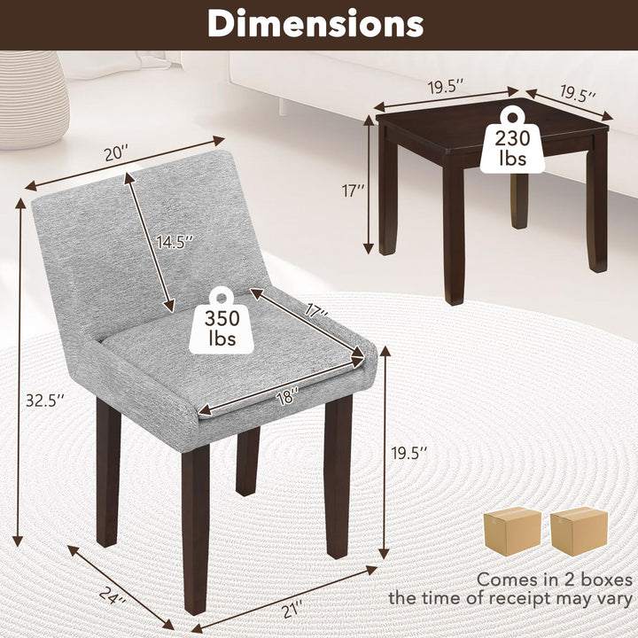 Modern Upholstered Armless Chair with Square Wood End Table