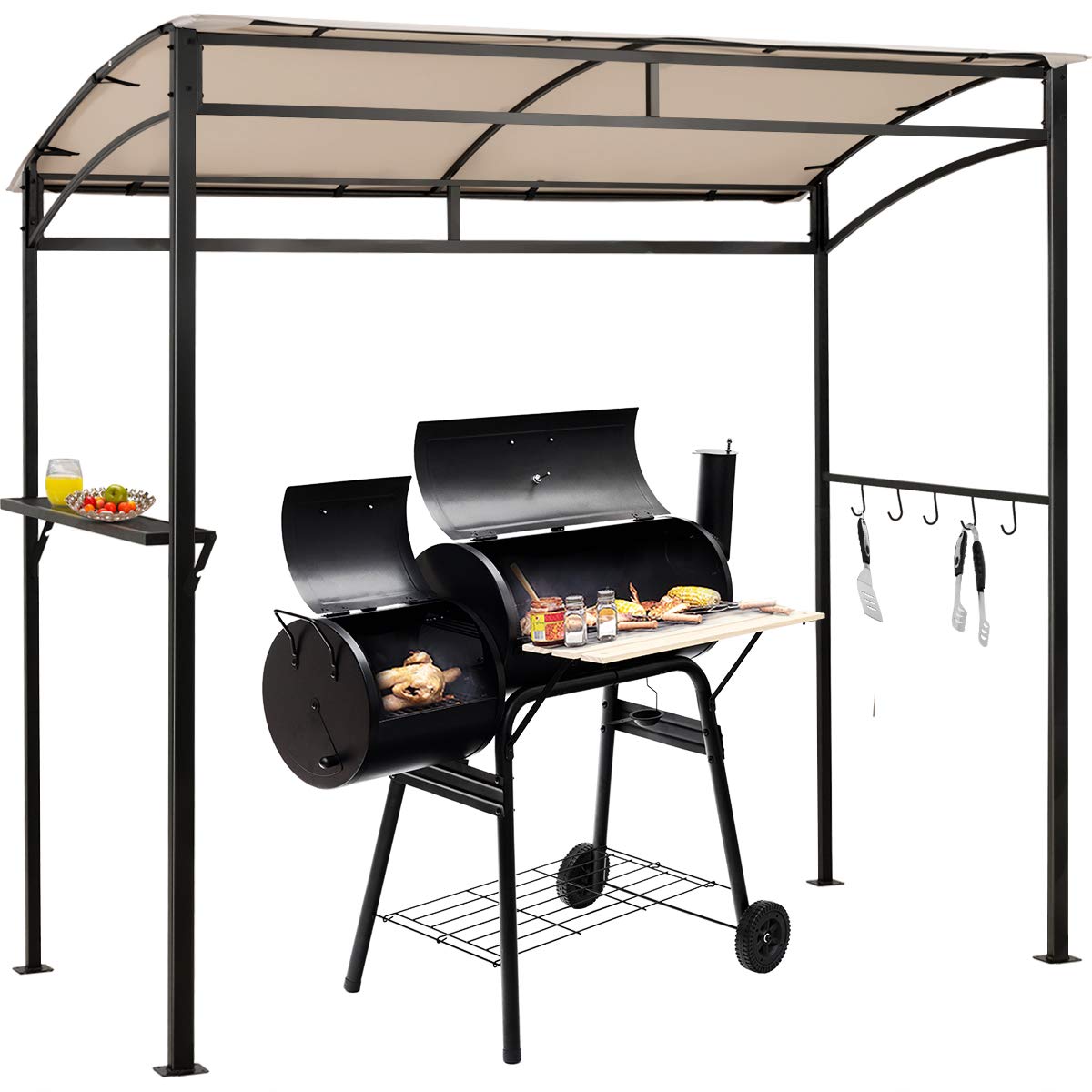 Giantex 7x4.4ft Grill Gazebo, Patio Outdoor Backyard BBQ Canopy Shelter