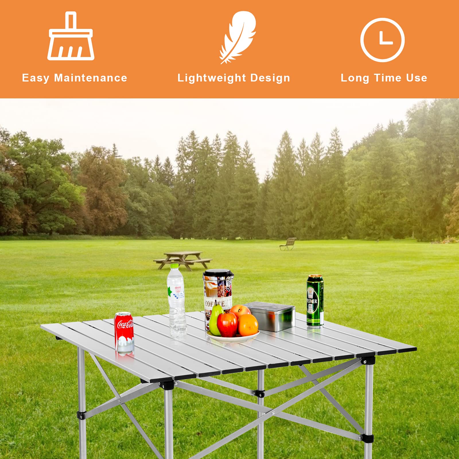 Giantex Folding Camping Table, Portable Picnic Table, Aluminium Patio Table