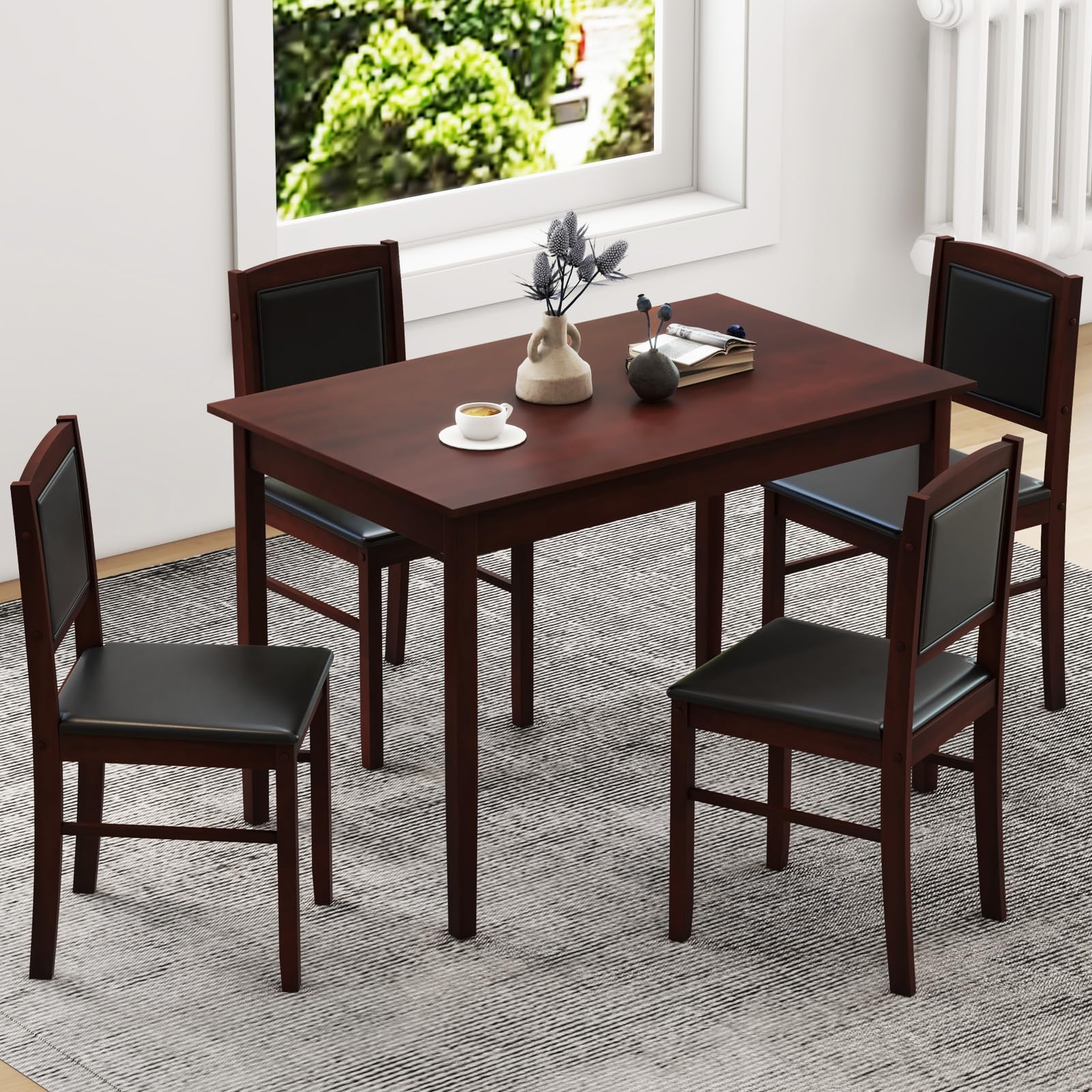 Giantex 5-Piece Dining Table Set for 4 - Breakfast Nook Table Set with Kitchen Table