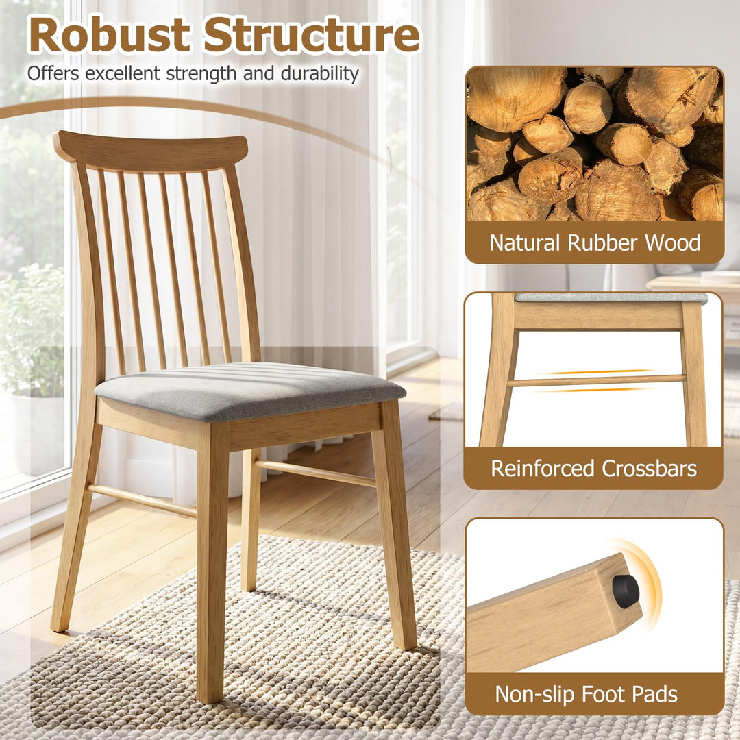 Giantex Dining Chairs Set of 2/4 w/Rubber Wood Frame