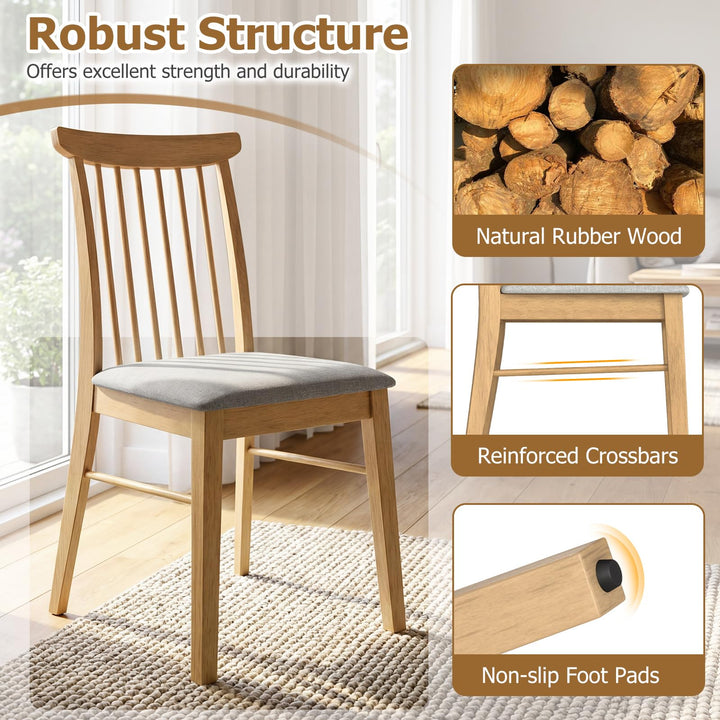 Giantex Dining Chairs Set of 2/4 w/Rubber Wood Frame
