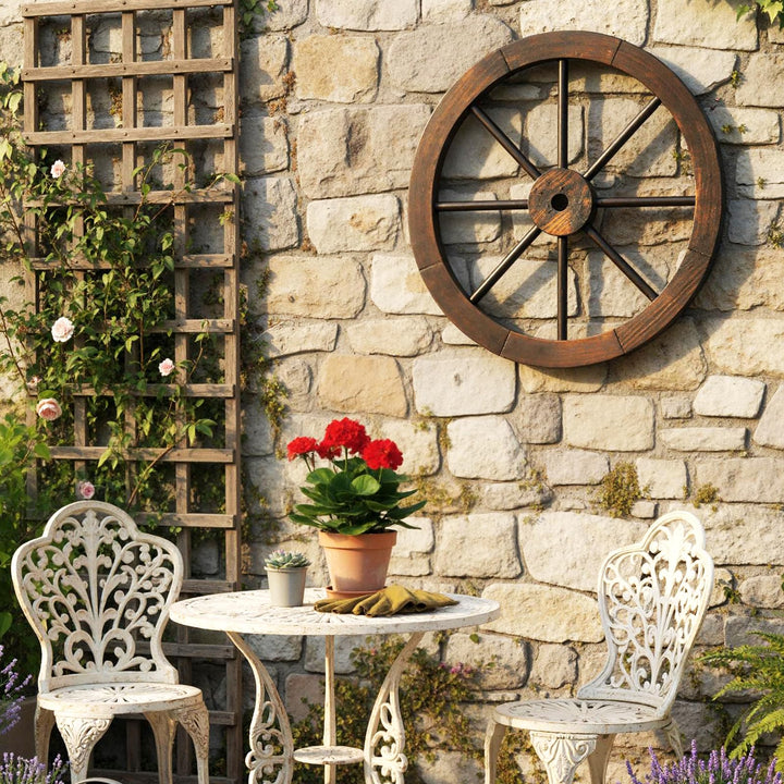 Giantex 24-Inch Wagon Wheels 2/4 Pieces Carbonized Solid Fir Wood