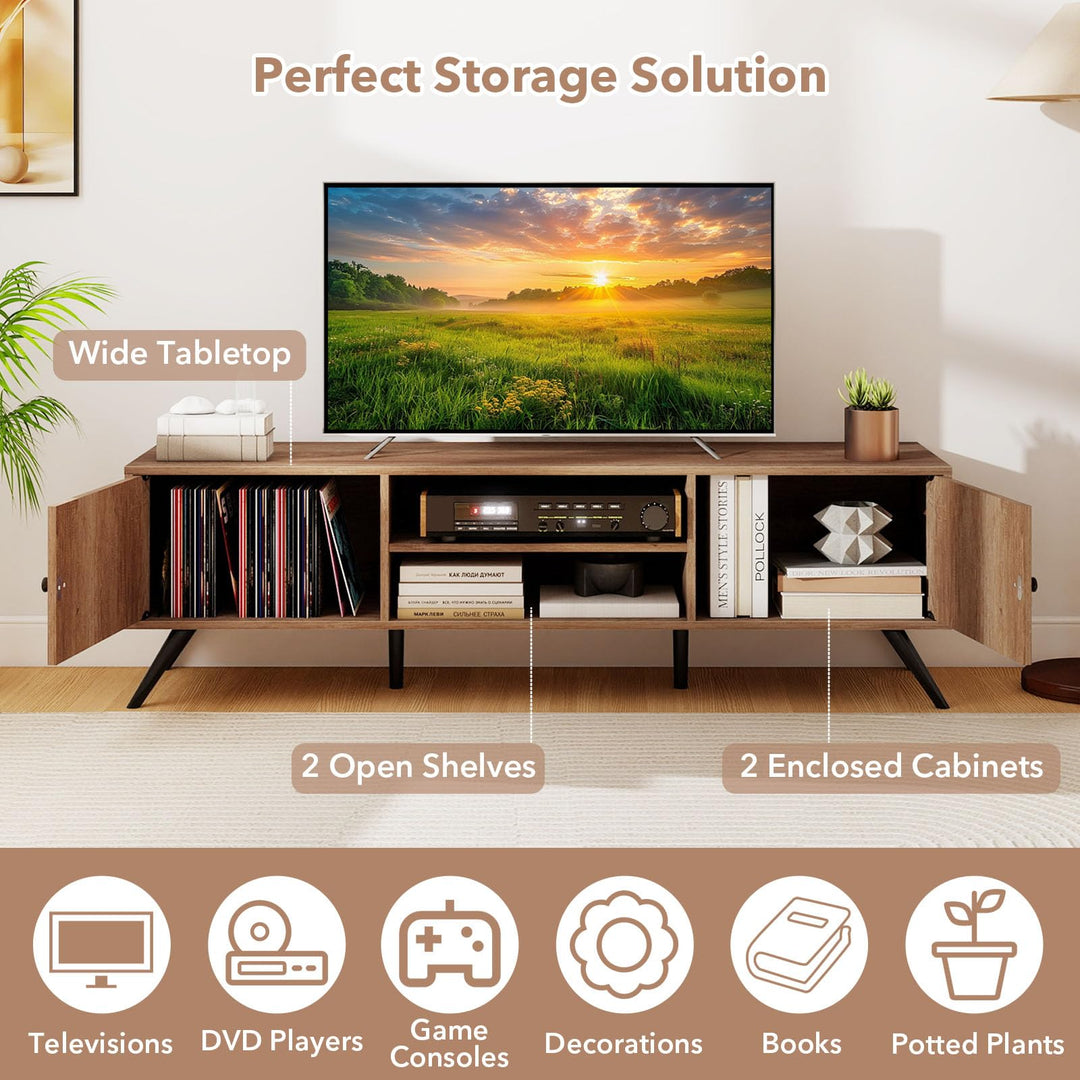 Giantex 2-Door TV Stand for TVs up to 65 Inch with Open Shelves