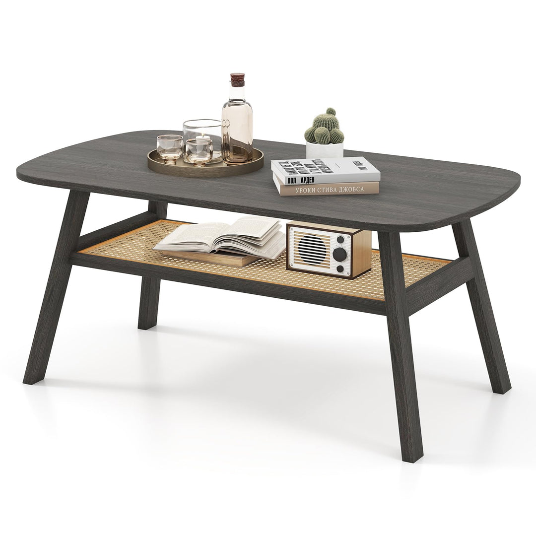 Giantex Rattan Coffee Table for Living Room