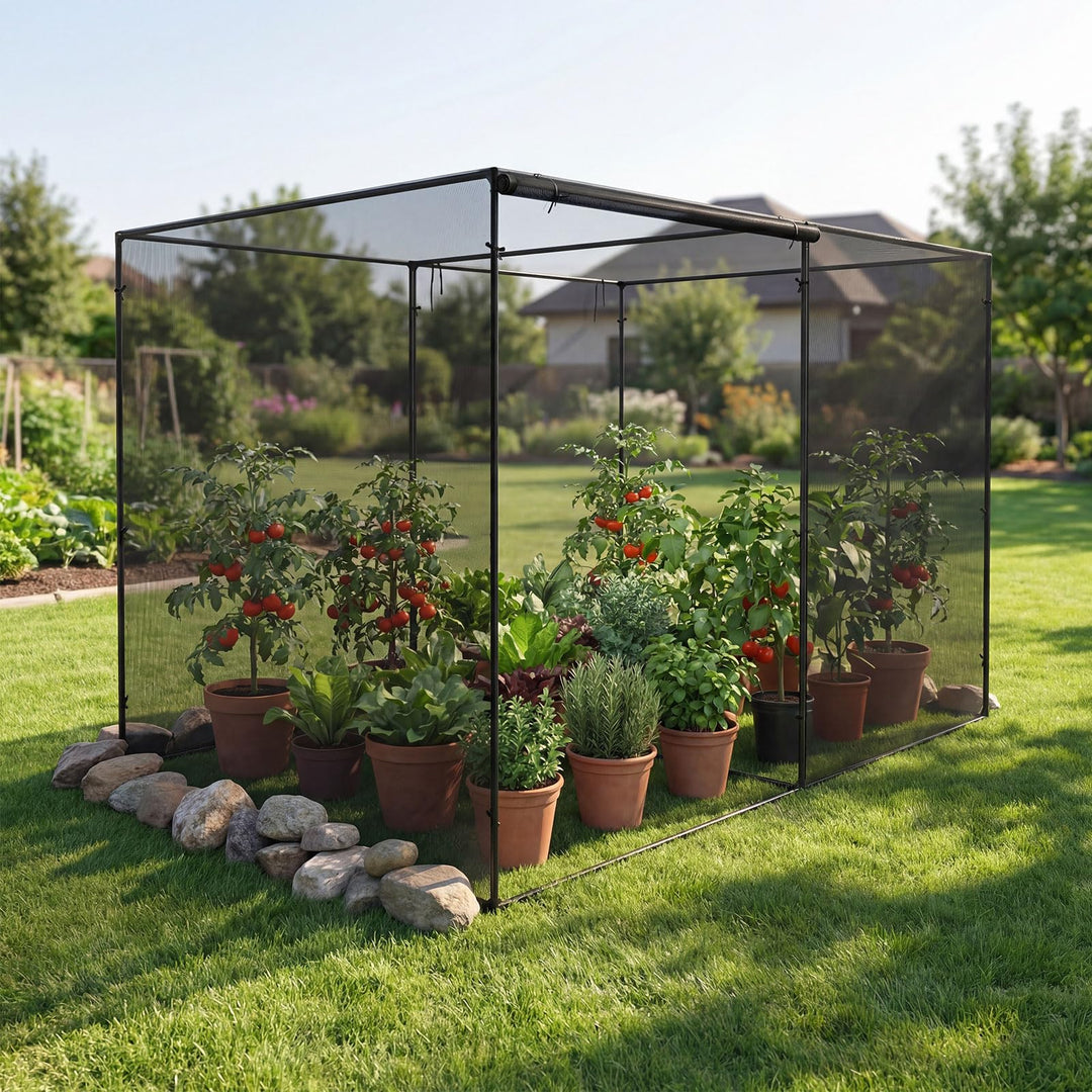 Giantex Garden Crop Cage | 10 x 6.5 x 6.5 ft Plant Netting Cover w/Zipper Doors