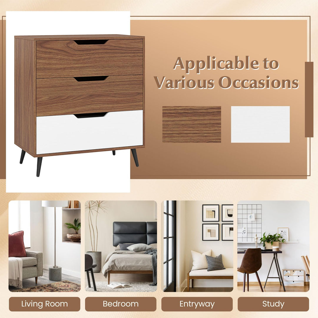 Giantex 3-Drawer Rustic Farmhouse Wooden Storage Dresser