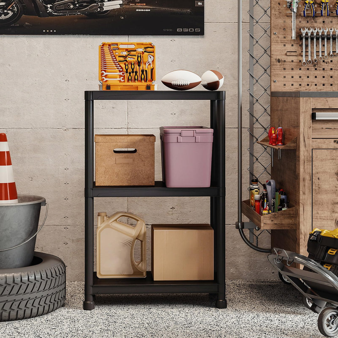 Giantex 3-Tier Heavy-Duty Plastic Storage Shelves (24" x 12.5" x 37")