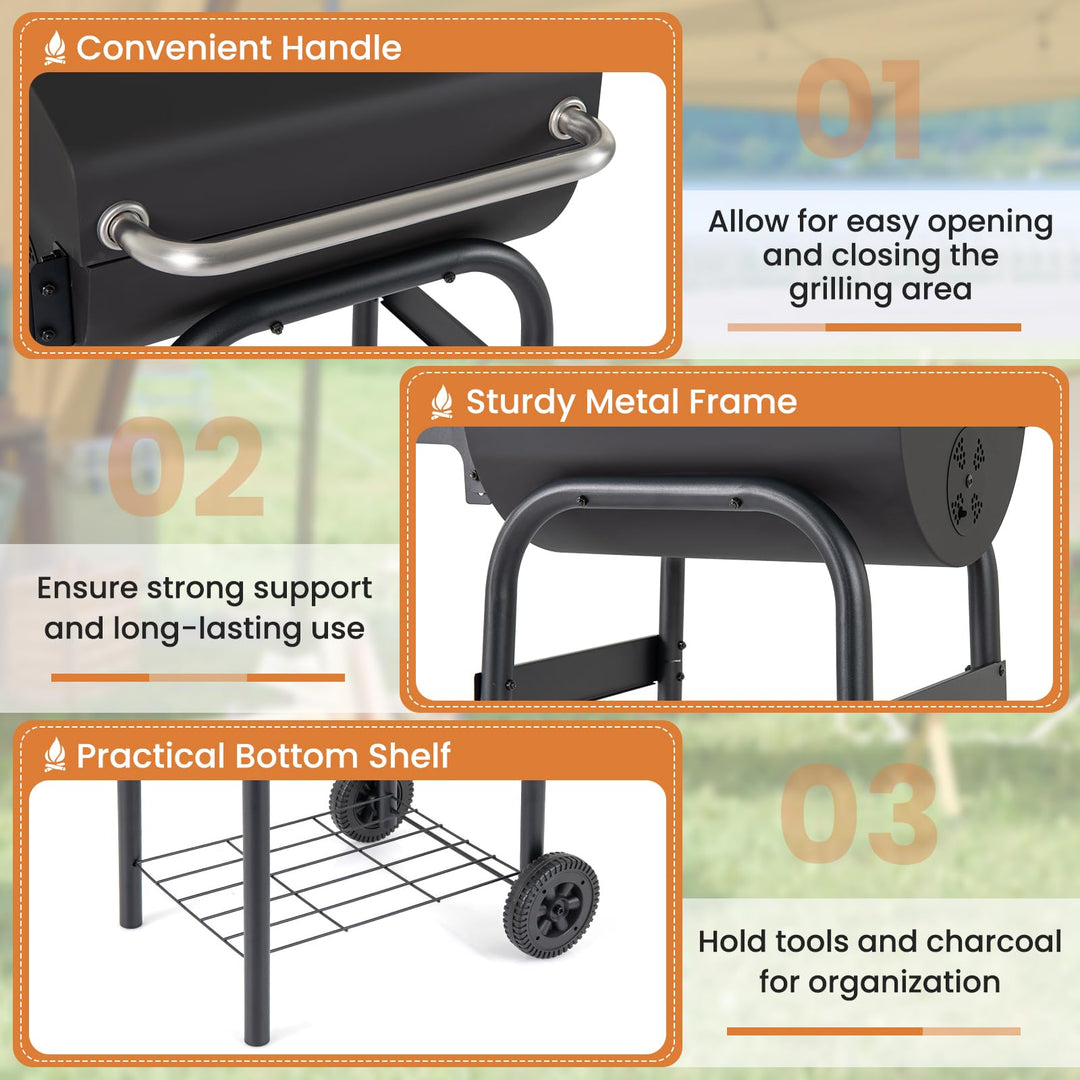 Giantex Portable Charcoal Grill with Foldable Side Table
