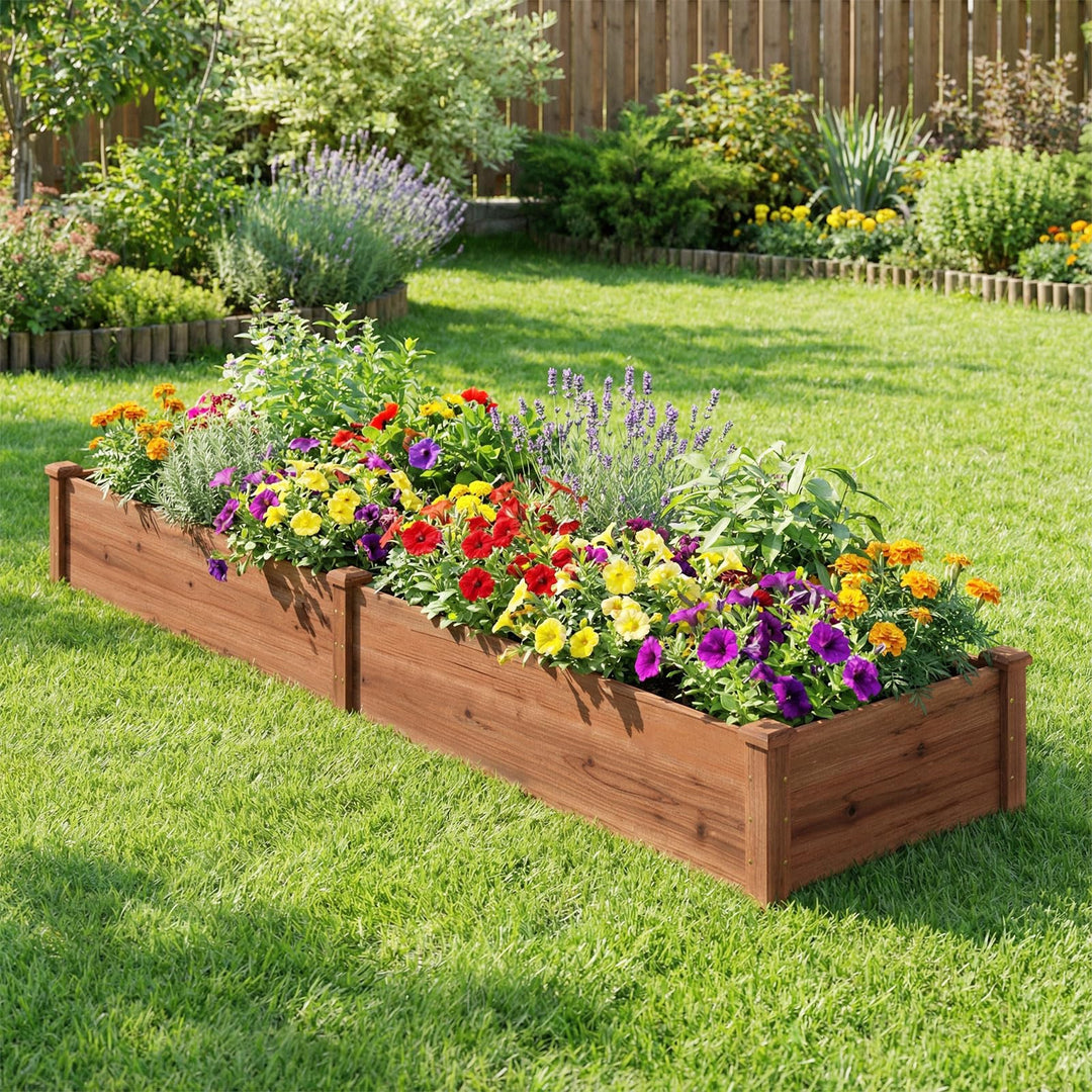 GIANTEX 95" Wooden Raised Garden Bed Rectangular Planter Box