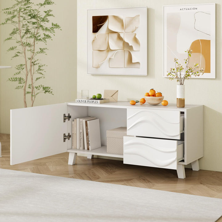 Giantex White TV Stand with Storage and Drawers