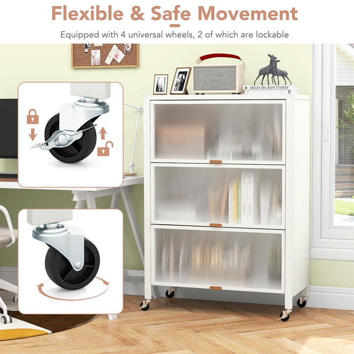 Giantex 4-Tier Kitchen Storage Cabinet, Mobile Folding Kitchen Bakers Rack with Flip-up PC Doors