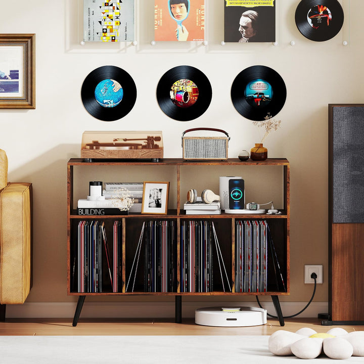 Giantex Large Record Player Stand with Charging Station