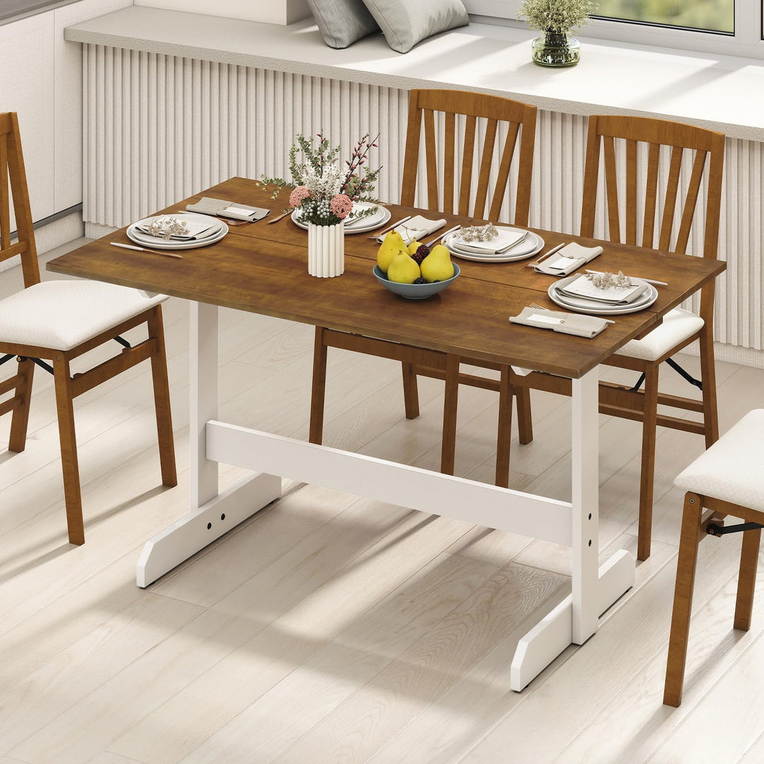 Giantex 55-Inches Farmhouse Kitchen Table with H-Shaped Rubber Wood Leg