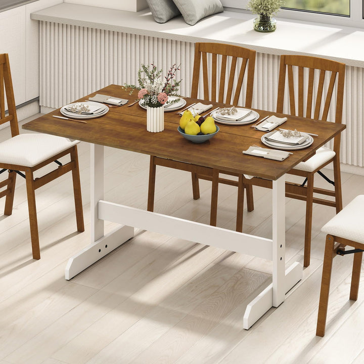 Giantex 55-Inches Farmhouse Kitchen Table with H-Shaped Rubber Wood Leg