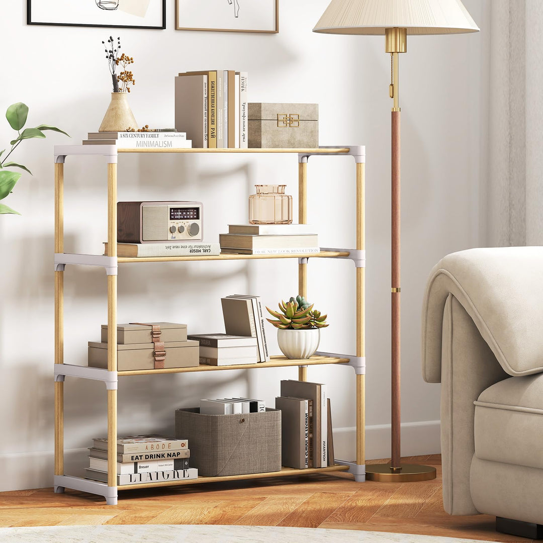 Giantex 3/4-Tier Solid Wood Shoe Rack with Slatted Open Shelves