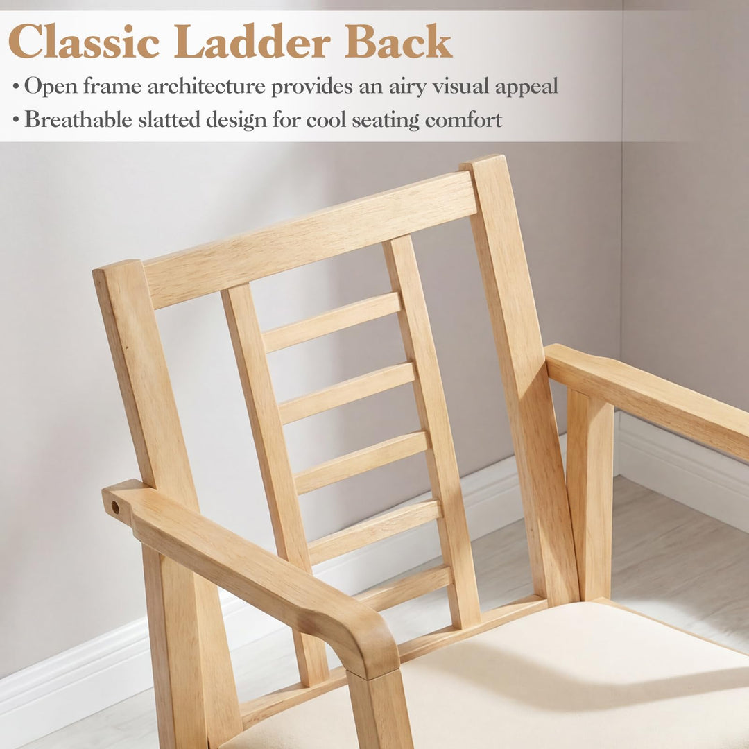 Giantex Wooden Solid Rubber Wood Rocker with Fabric Upholstered Seat (1/2)