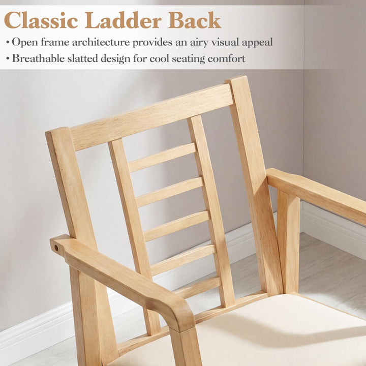 Giantex Wooden Solid Rubber Wood Rocker with Fabric Upholstered Seat (1/2)